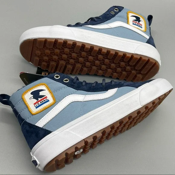 Vans Women's Blue and White High-Top Sneakers - Picture 4 of 12